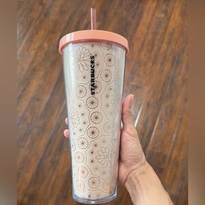 Starbucks Peach Rose Gold 24 oz. Cold Cup Tumbler Venti Floral Succulent Cactus